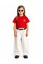 Girl's Red Crop T-Shirt and White Wide-Leg Pants Set – Comfortable Fit, Stylish Summer Combination - 2