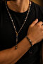 Men's Tiger's Eye and Black Bead Necklace Bracelet Set - 2