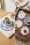 6 Pieces Love Birds Linen Fabric Blue Embroidered Coffee Side Cocktail Presentation Napkin - 4