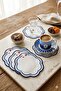 6 Pieces Love Birds Linen Fabric Blue Embroidered Coffee Side Cocktail Presentation Napkin
