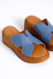 Snai Women's Genuine Leather Stitched Detailed Wedge Heeled Slippers B4562 - 3