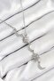 316L Steel Zircon Stone Sun and Moon Model Silver Color Women's Necklace