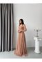 Camel Heart Collar Corset Detailed Lace-Up Front Lace Evening Dress - 2