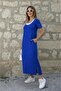 Women's Short Sleeve Athlete-Looking Side Slit Long Viscose Dress - 3