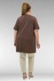 68501 Large Size Combed Cotton T-Shirt with Ribbed Collar and Stones on the Front - Brown - 5