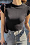 Mi̇o Esti̇llo Women's Black Camisole Fabric Off-Shoulder Blouse t Sleeve