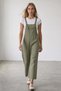 Women's Green Gabardine Gardener Overalls with Front Pockets and Straps Alc-X12186 - 3