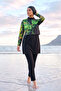 Patterned Fully Covered Hijab Swimsuit 10 Black08 - 4
