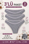 Women's 3-Pack Gray Cotton Lycra Bikini Panties - 2
