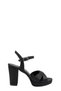 Black Satin Cross Strap Platform Heeled Women's Shoes (046 260395)