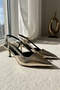 Margaret Gold Women's (3 cm Heeled) Pointed Toe Short Kitten Heel Shoes - 8