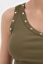 Women's Collar-Stitching Trok Detailed Sleeveless Design Athlete Crop Top - 6