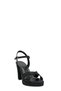 Black Satin Cross Strap Platform Heeled Women's Shoes (046 260395) - 2