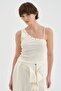 Women's Collar-Stitching Trok Detailed Sleeveless Design Athlete Crop Top