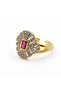 Gold Color Red Stone Detailed Adjustable Ring