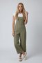 Women's Green Gabardine Gardener Overalls with Front Pockets and Straps Alc-X12186 - 4