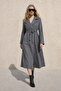 Women's Premium Double-Breasted Collar Smoked Long Cashmere Coat - 3