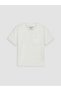 White Crew Neck T-Shirt with Ruffle Detail for Girls - 3