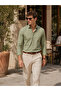 Men's Olive Green Pinstripe Long Sleeve Shirt - 4