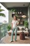 Heart Embroidered Short Sleeve Knitted Pajama Set