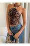Leopard Printed Stretchy Bustier with Gold Accessories - 6