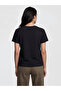 Black Crew Neck Bow Printed Women's T-Shirt - 3