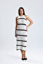 White Sleeveless Halter Neck Women's Knitwear Summer Midi Dress - 4