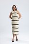 Beige Sleeveless Halter Neck Women's Knitwear Summer Midi Dress - 6
