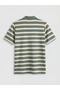 Green Polo Collar Striped Men's T-Shirt - 6