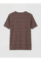 Brown Crew Neck Striped Women's T-Shirt - 6