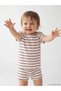 Ecru Striped Baby Girl T-Shirt and Shorts - 7