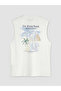 Ecru Crew Neck Printed Men's Sleeveless T-Shirt - 5