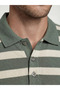 Green Polo Collar Striped Men's T-Shirt - 2