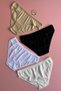 Women's 4-Pack Cotton Black, Ecru, Nude and White Color Ribbed Flexible Triangle Slip Panties - 3