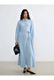 Blue Striped Belted Poplin Shirt Dress - 4