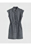 Anthracite Shirt Collar Mini Jean Dress - 4