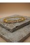 Gold Color Handcuff Bracelet with Zircon Stone Ring Detail - 2