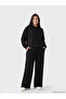 Black Petite Women's Sweatpants with Elastic Waist and Stones - 2