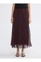 Burgundy Elastic Waist Plaid Pleated Skirt - 4
