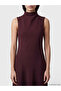 Plum High Neck Crepe Dress - 5