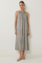 Washable Long Viscose Dress with Straps Lfg0186 Gray