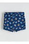 Navy Blue Printed Boys' Swim Shorts