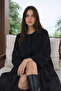 Women's Trend Relax Fit Stylish Black Oversize Cashmere Coat Poncho - 4