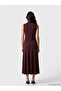 Plum High Neck Crepe Dress - 2