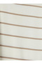 Beige Crew Neck Striped Women's Tank Top - 6