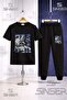 Children's Car Blue Multiple Square 3L T-Shirt and Sweatpants Set - 2