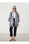 Vision New Season Shawl Collar Patterned Linen Look Women's Kimono - 2