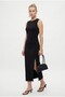 Women's Bengalin Sleeveless Draped Slit Woven Midi Black Dress - 2