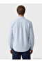 Blue Regular Fit Striped Poplin Men's Shirt