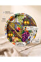 Zera Mixed Fruit Patterned Metal Serving Tray - Decorative Round Presentation Tray (35cm) - 2